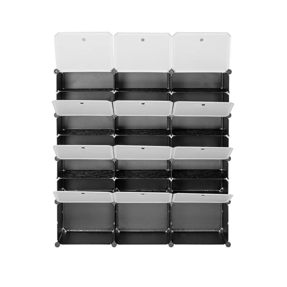 7-Tier Portable 42 Pair Shoe Rack Organizer 21 Grids Tower Shelf Storage Cabinet Stand Expandable for Heels, Boots, Slippers, Bl