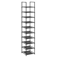 SONGMICS 10-Tier Shoe Rack, Shoe Stand, Space-Saving Shoe Storage, 33 x 33 x 173 cm, Metal Frame, Non-Woven Fabric Shelves