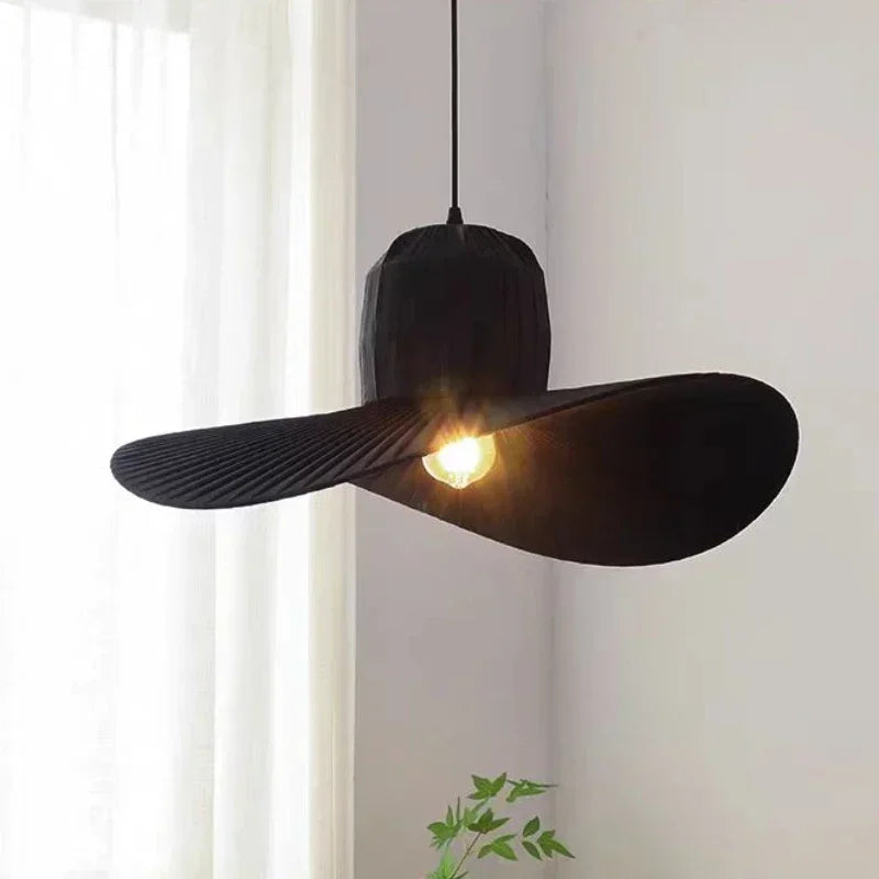 lustre en chapeau de paille nordique pour décoration intérieure - vue 5 sur 8