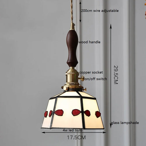 Nordic vintage handheld lamp with coloured glass and copper - vue 30 sur 29