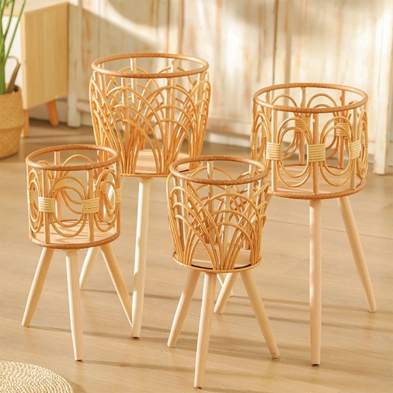 pot en rotin tressé pour plantes et fleurs décoratif et pratique - vue 8 sur 7