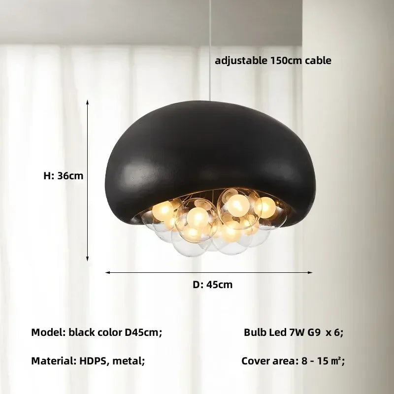 Minimalist wabi sabi style pendant chandelier with LED lighting - vue 10 sur 12