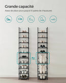 SONGMICS 10-Tier Shoe Rack, Shoe Stand, Space-Saving Shoe Storage, 33 x 33 x 173 cm, Metal Frame, Non-Woven Fabric Shelves