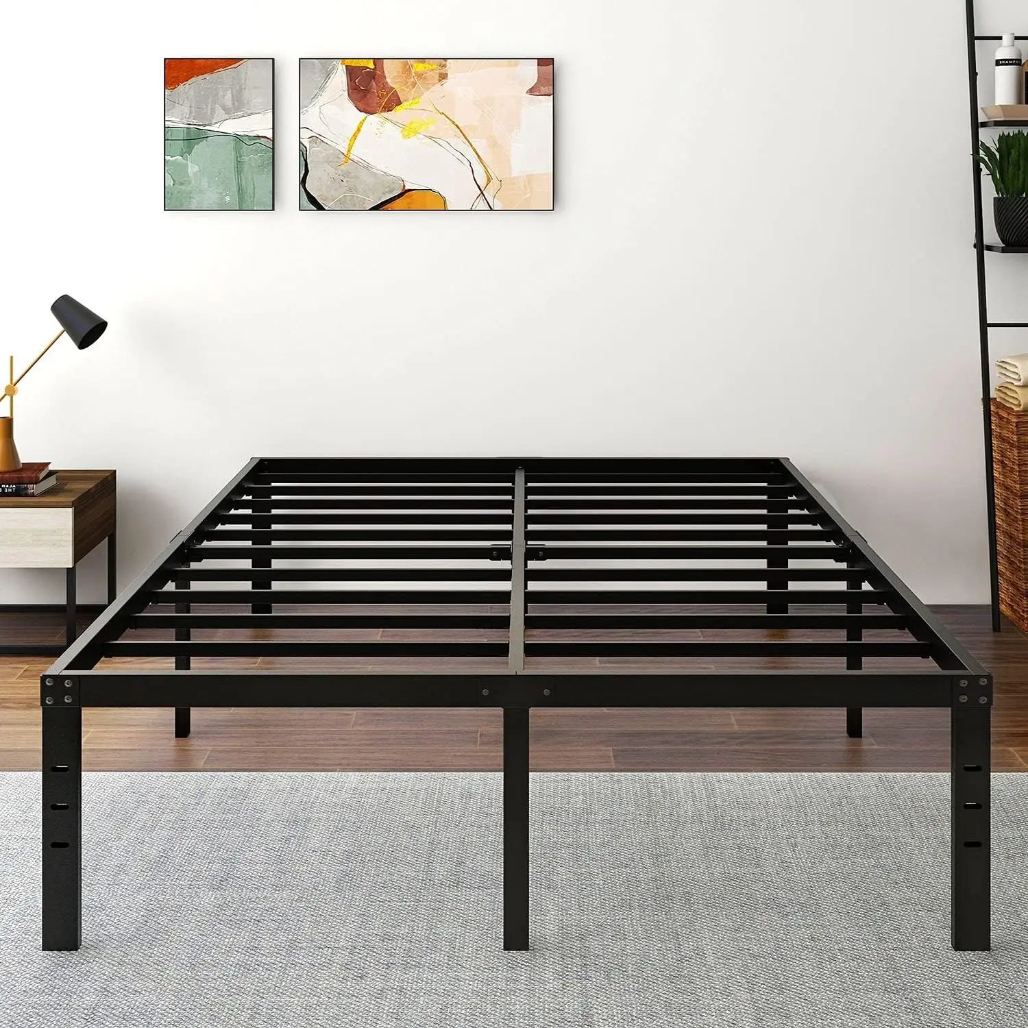3500lbs Heavy Duty,18 Inch Metal Platform Bed Frame Steel Slat Mattress Foundation/Reinforced Platform/Noise Free/Easy Assembly - vue 2 sur 10