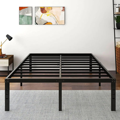 3500lbs Heavy Duty,18 Inch Metal Platform Bed Frame Steel Slat Mattress Foundation/Reinforced Platform/Noise Free/Easy Assembly - vue 3 sur 10