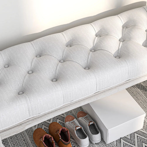 tabouret rembourré pour pied de lit avec pieds en bois - vue 5 sur 6