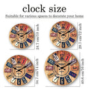 A Creative Retro Wooden Density Board Veneer Decorative Wall Clock, 1873 London Kaiston Station Element Pattern Design Wall Clock, Silent Silent Quartz Clock, Living Room Bedroom, Room Decoration, Mental Home Decoration, Birt