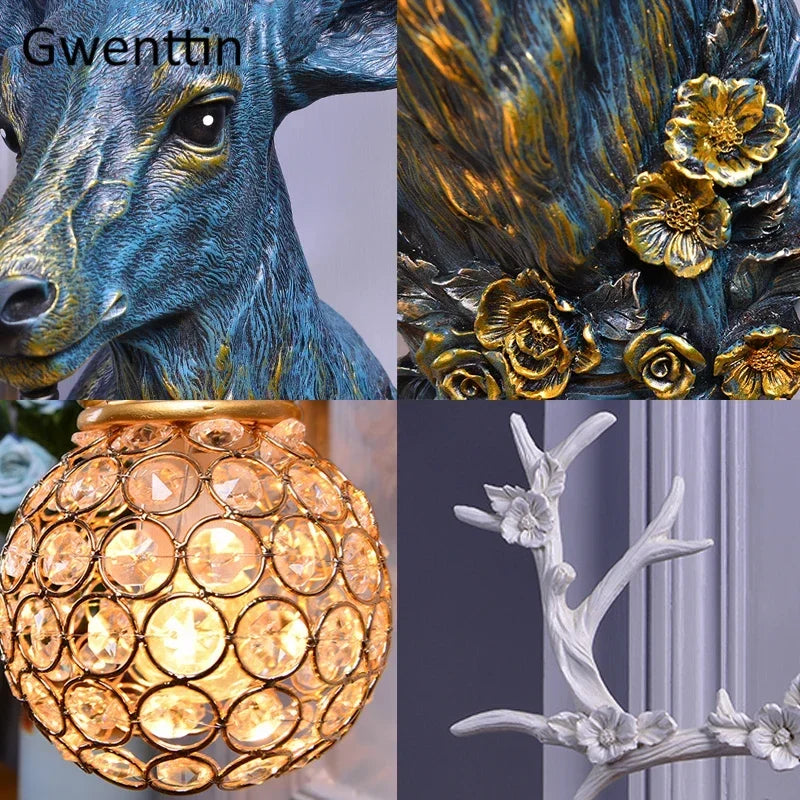 applique murale lucky deer en résine et bois décoratif intérieur - vue 6 sur 8