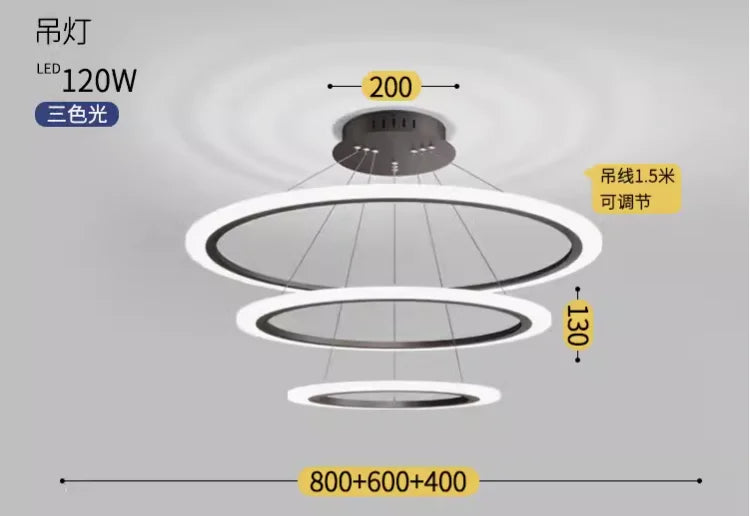 Modern minimalist nordic LED chandelier italian creative ring - vue 7 sur 12