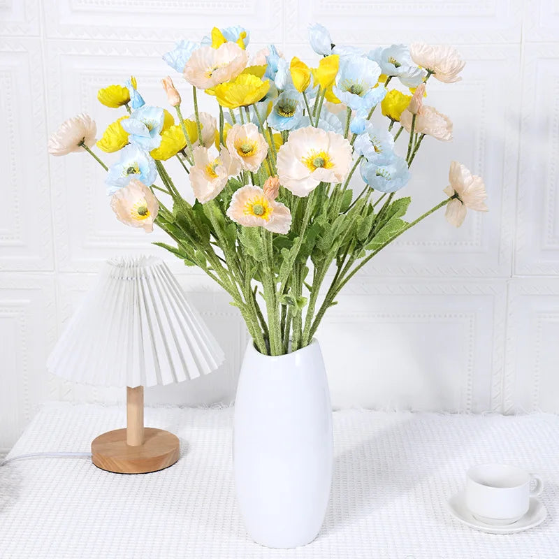 fleurs de pavot artificielles en soie pour décoration et événements - vue 5 sur 21