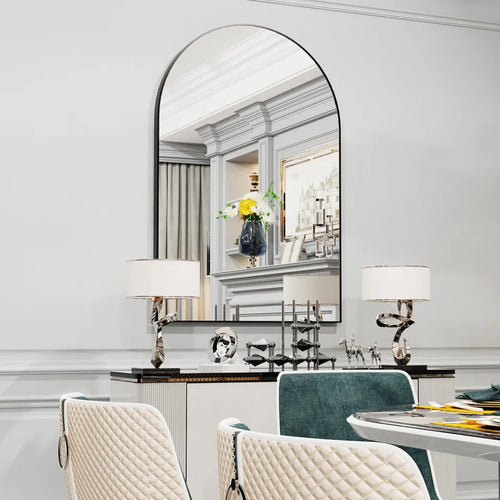 LUVODI Home Decorative Mirror with Black Arched Frame for Bathroom, Entryway, Living Room - vue 7 sur 7