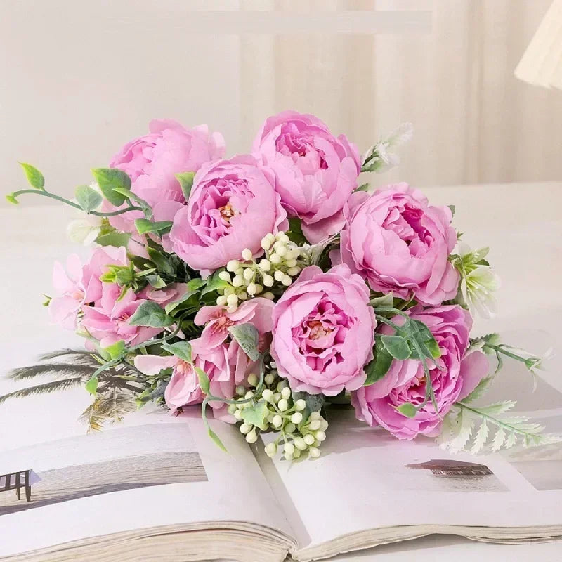 bouquet de pivoines artificielles pour décoration intérieure - vue 7 sur 12