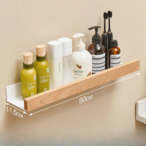 Wall-Mounted bathroom shelf，Punch Storage Holders Racks,floating shelves for wall， living room no-hole punching Storage Shelves - vue 9 sur 16