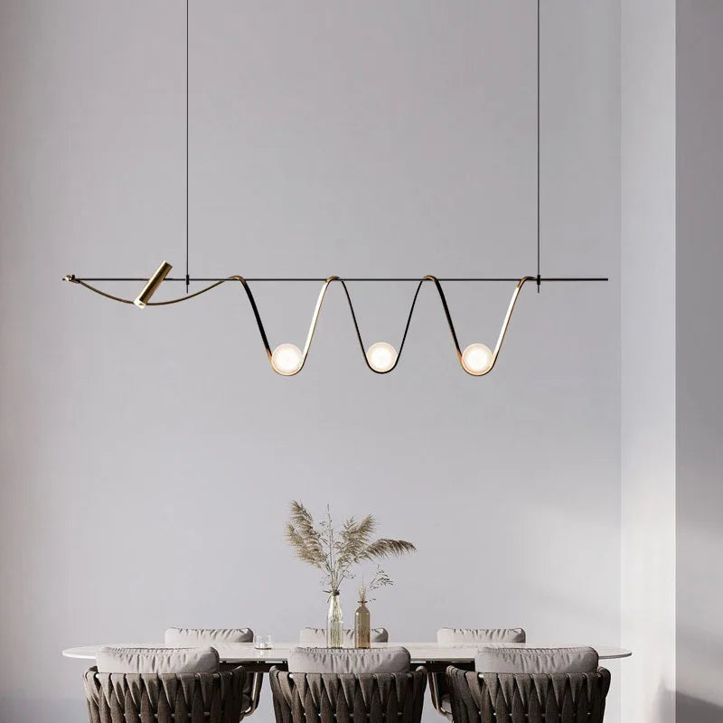 lustre moderne à led design nordique en verre lumineux - vue 3 sur 7