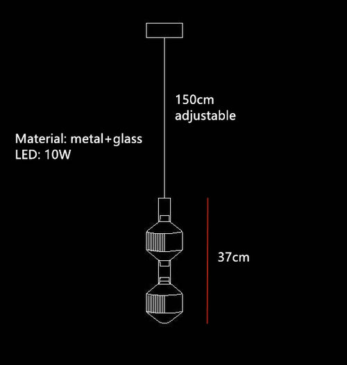 suspension tubes lumineux en verre transparent design nordique réglable - vue 20 sur 20