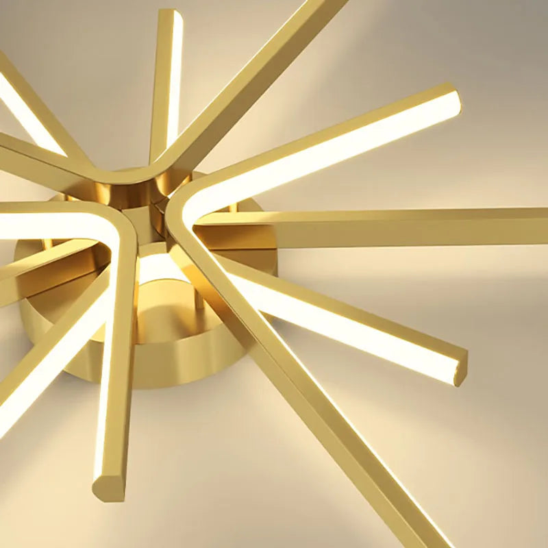plafonnier led design moderne en laiton doré température gradable - vue 5 sur 11