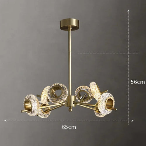 Nordic cracked glass chandelier with modern minimalist LED - vue 11 sur 10