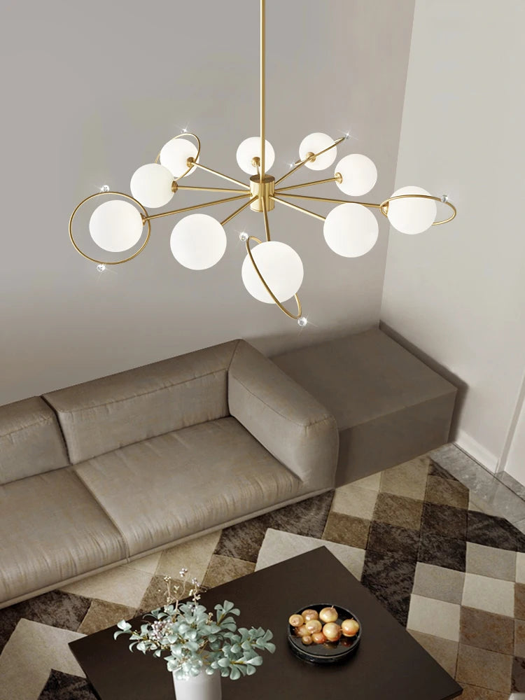 Nordic copper chandelier minimalist modern decorative glass - vue 4 sur 9