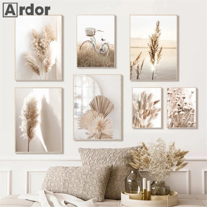affiche art floral en toile de plage décoration murale nordique