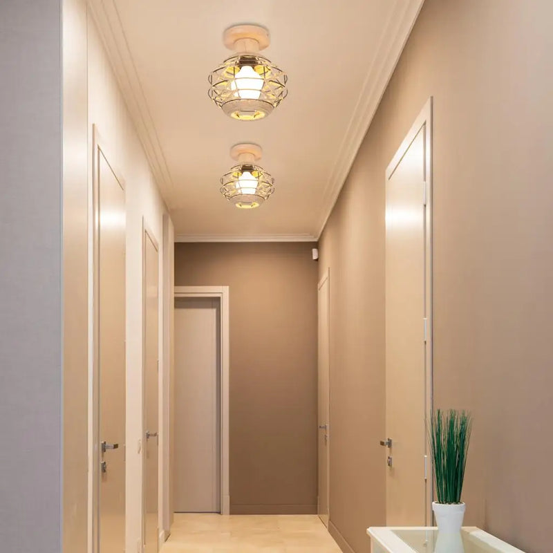 Plafonnier rétro en métal avec Cage en fer et corde de chanvre pour intérieur d'allée