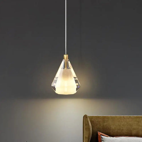 lustre en cristal diamant vintage en cuivre pour éclairage intérieur - vue 2 sur 8