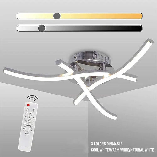 plafonnier chromé à barres LED ondulées