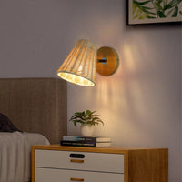 Retro rattan wall light minimalist hand-woven indoor decor
