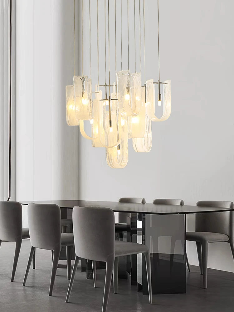 lustre moderne français en verre à brume pour salon - vue 9 sur 8