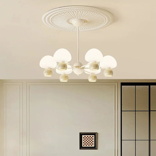 lustre moderne en verre avec luminaires réglables en métal