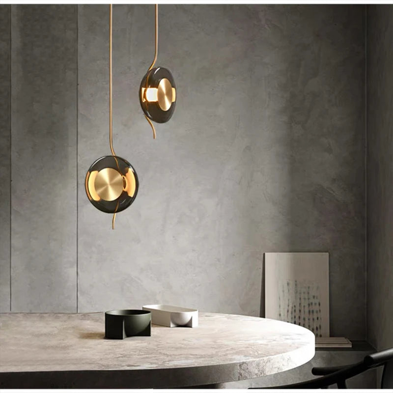lustre en verre postmoderne créatif minimaliste design lumineux - vue 5 sur 8