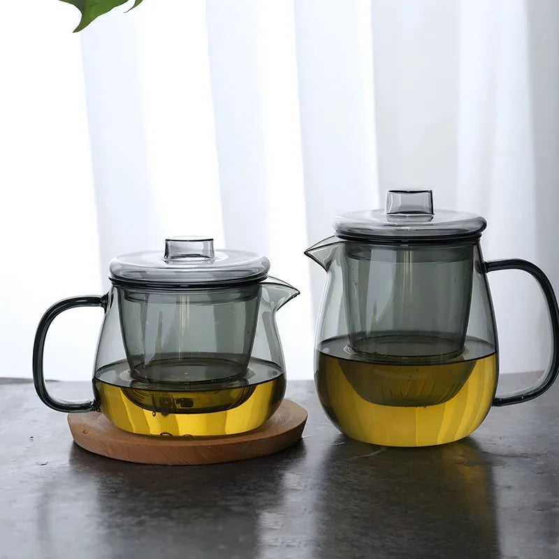 Theiere verre borosilicate avec infuseur couvercle resistante - vue 3 sur 7