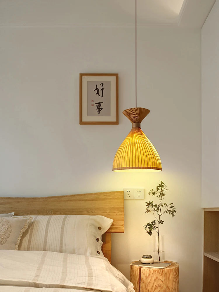 suspension vintage japonaise en bois pour décoration intérieure artisanale