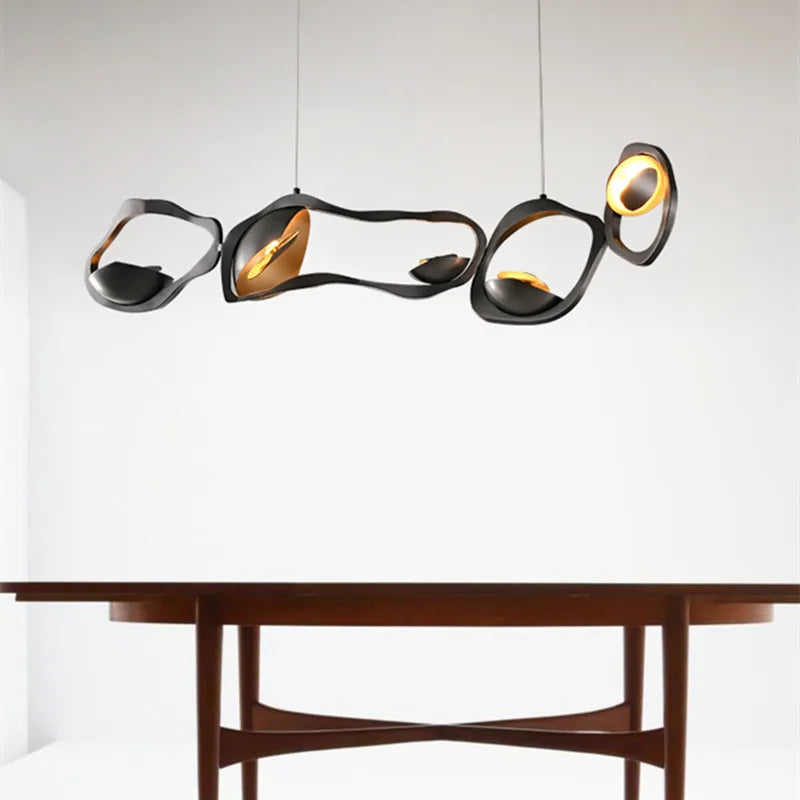Lustre design nordique Restaurant salle à manger lampe d'ambiance décorative noir en acier inoxydable lustres haut de gamme 2023 - vue 5 sur 8