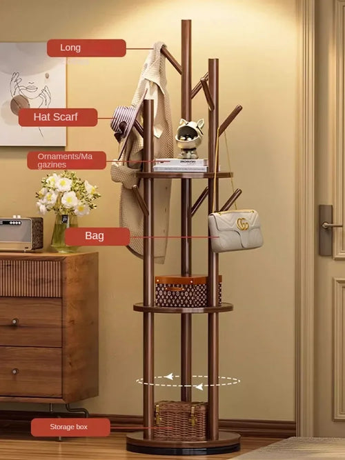 porte-manteau en bois organisateur rotatif pour vêtements - vue 5 sur 11