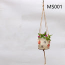 panier suspendu en corde de chanvre pour plantes décoratives