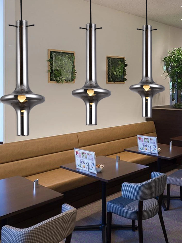 lustre en verre à joint en bambou créatif pour décoration intérieure - vue 3 sur 12