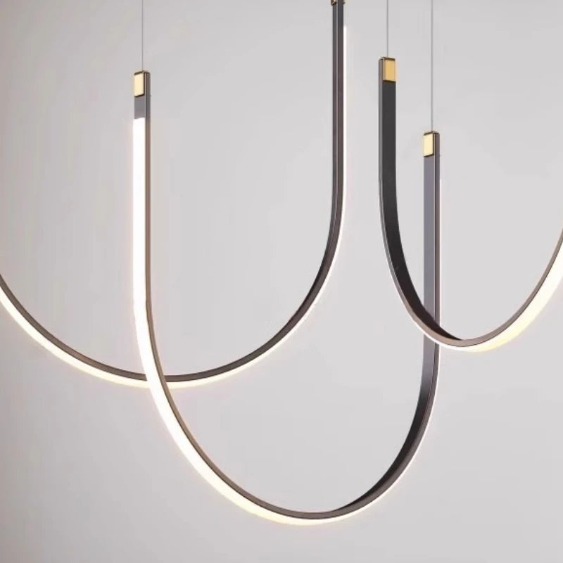 lustre design moderne en forme de u pour espaces industriels et créatifs - vue 6 sur 9