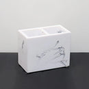 1pc Marble Effect Resin Toothbrush Holder, Luxury Nordic Style Toothbrush Stand, Multi-Compartment Bathroom Organizer, Elegant