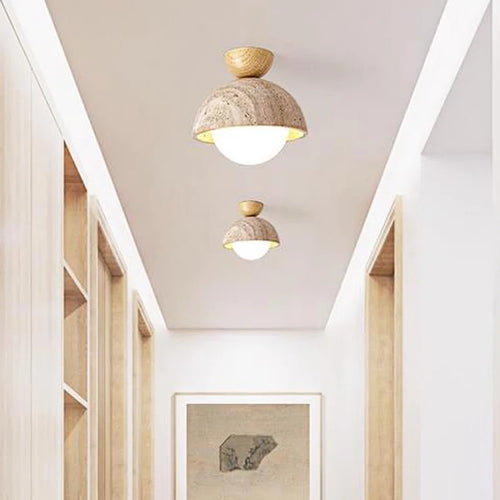 plafonnier scandinave travertin wabi sabi led marbre - vue 3 sur 8
