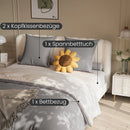Bed Linen 4-Piece Bedding Sets,1 Duvet Cover 140x210cm & 2 Pillowcases 80x80cm & 1 Fitted Sheet 140x 200x30cm,Polyester,grey