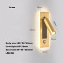 LED Brass Black Wall Lamp Wall Light Wall Sconce Wall Mounted Reading Light with Switch and USB Port, Rotatable For Bedroom