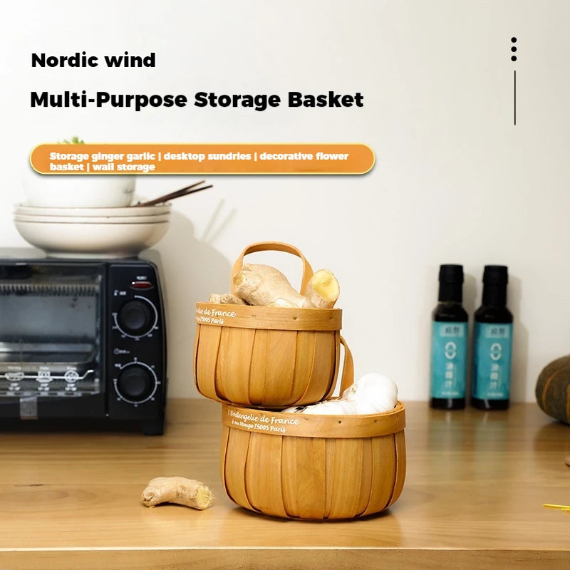 Kitchen Organizer Basket for Ginger Garlic and Onion Storage, Wall Hanging, Cute Small Basket, Storage Box - vue 4 sur 9