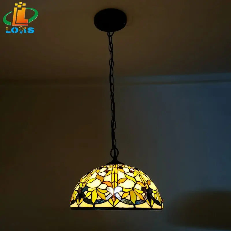 lustre style tiffany en forme de feuille pour décoration intérieure - vue 2 sur 6