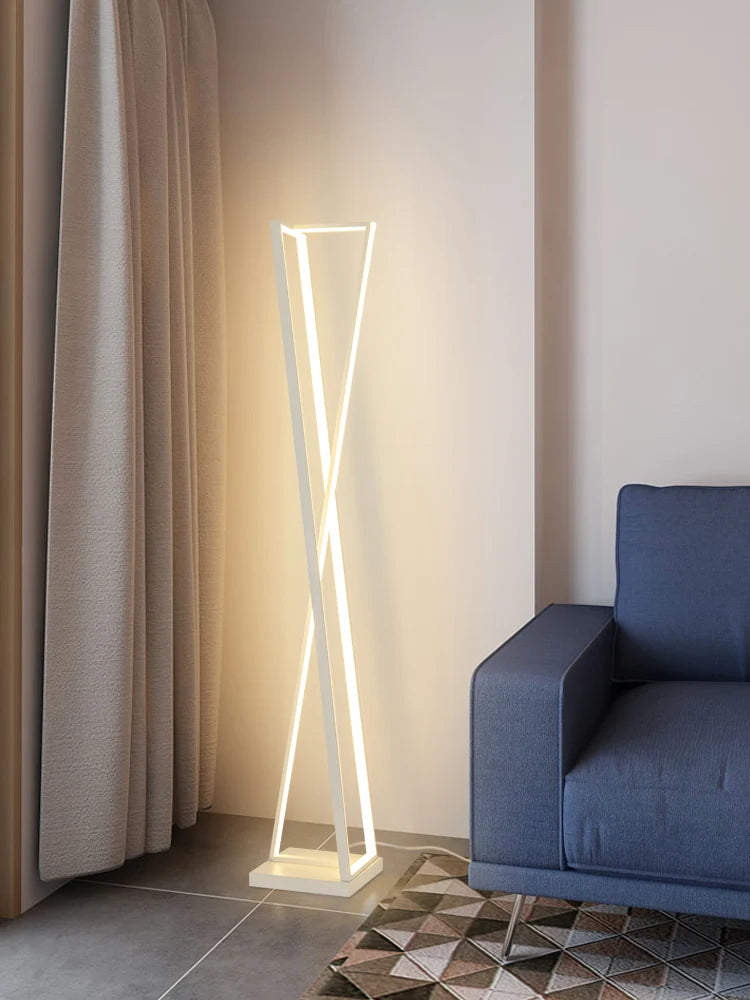 Lampadaire Led à géométrie noire et blanche moderne