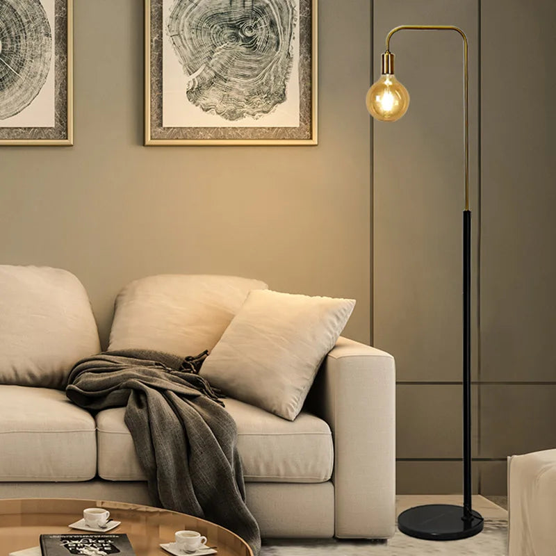 lampadaire rétro en laiton led design créatif minimaliste - vue 4 sur 7