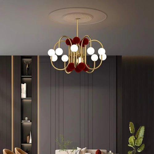 Suspension moderne led design dorée - vue 3 sur 6