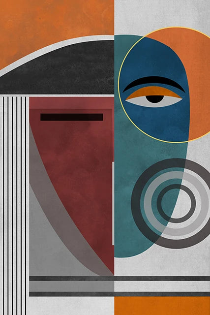 art mural abstrait avec personnages modernes pour décoration intérieure