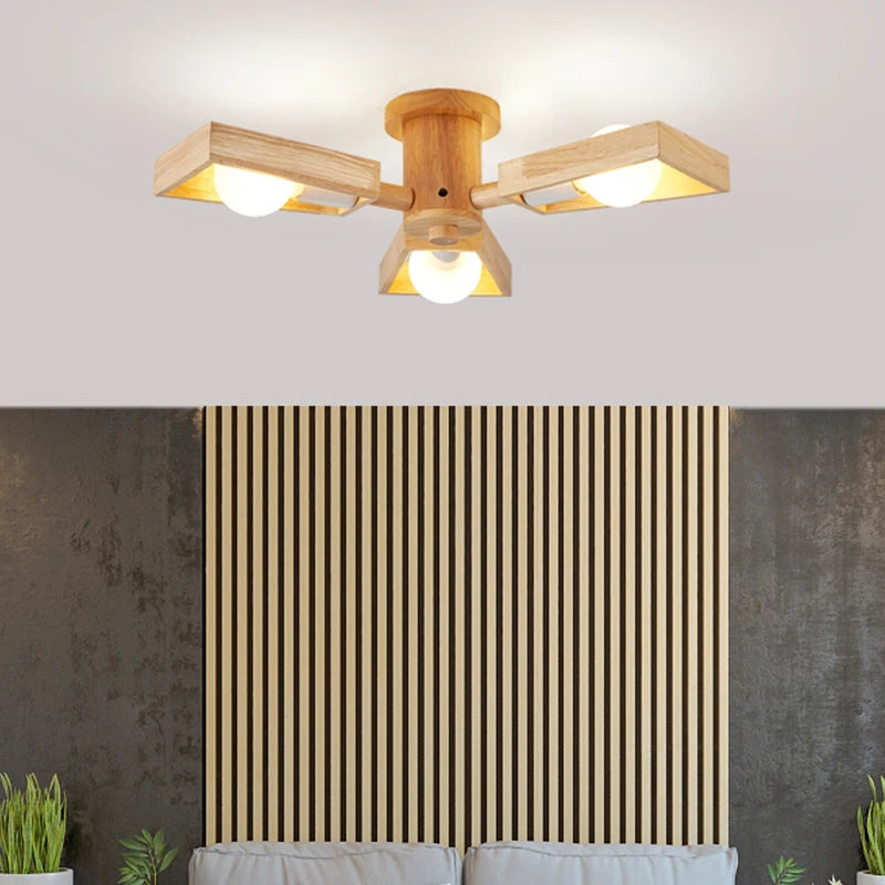 lustre suspendu en bois d'éclairage d'arbre nordique pour décoration - vue 5 sur 10