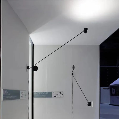 Swing Arm Wall Lamp Adjustable Long Pole Sconce Light for Reading Living Room Bedroom - vue 6 sur 12