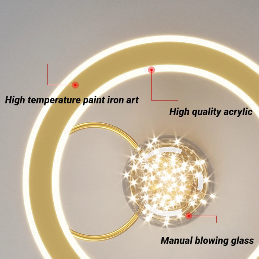 Plafonnier moderne Led de luxe doré boule de verre - vue 5 sur 9